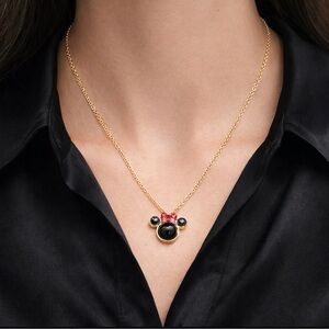 KATE SPADE MINNIE MOUSE NECKLACE GOLD TONE CZ EPOXY PENDANT 17” WITH EXTENDER